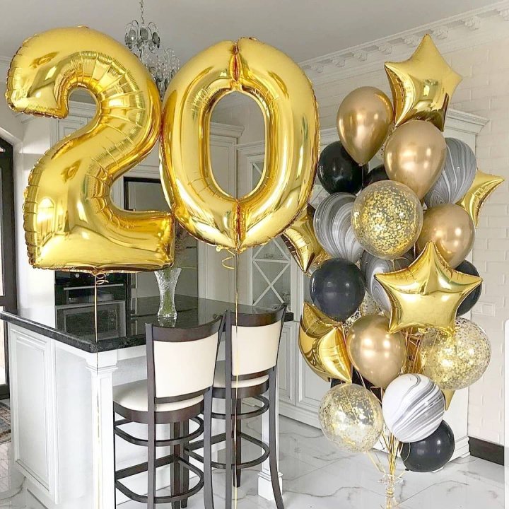 Фольгированный шар Золотая Цифра в Воронеже