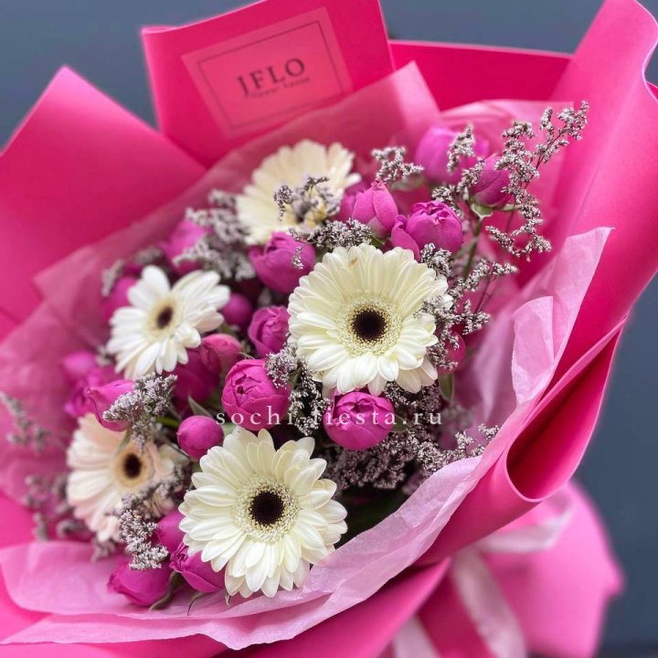 Букет гербер и мисти бабблс  в Воронеже