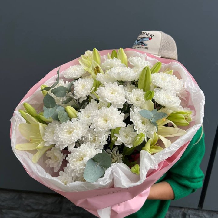  Букет  хризантемы и лилии в Воронеже