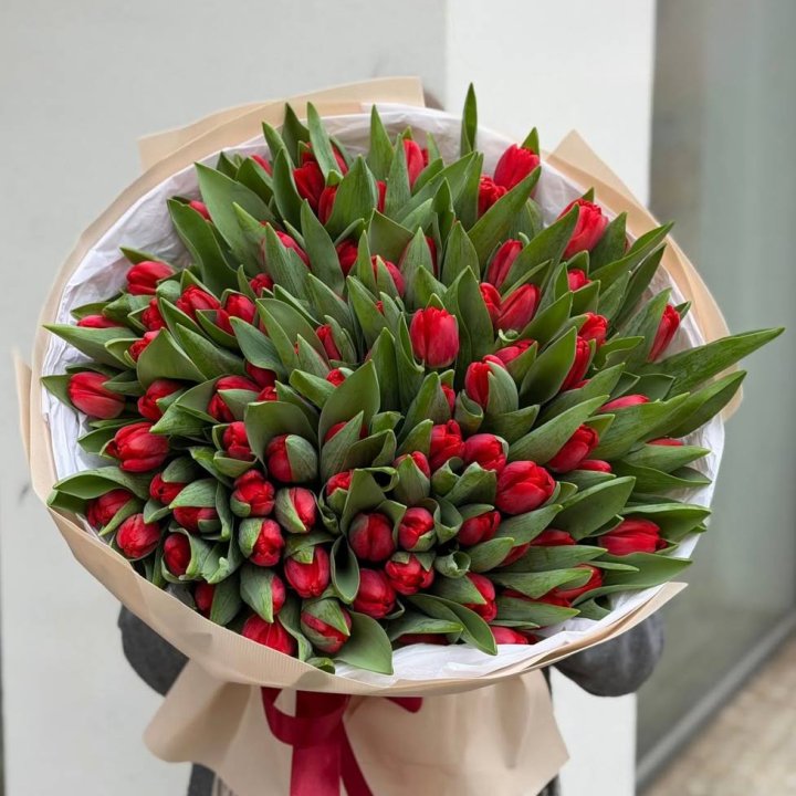 101 красный тюльпан в Воронеже