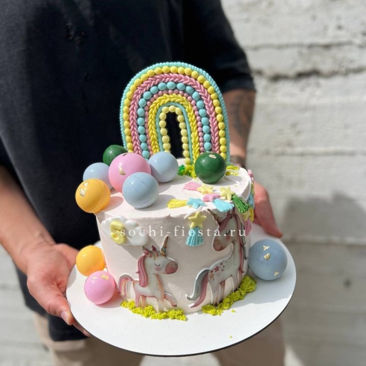 Торт "Радуга с единорогом" в Воронеже