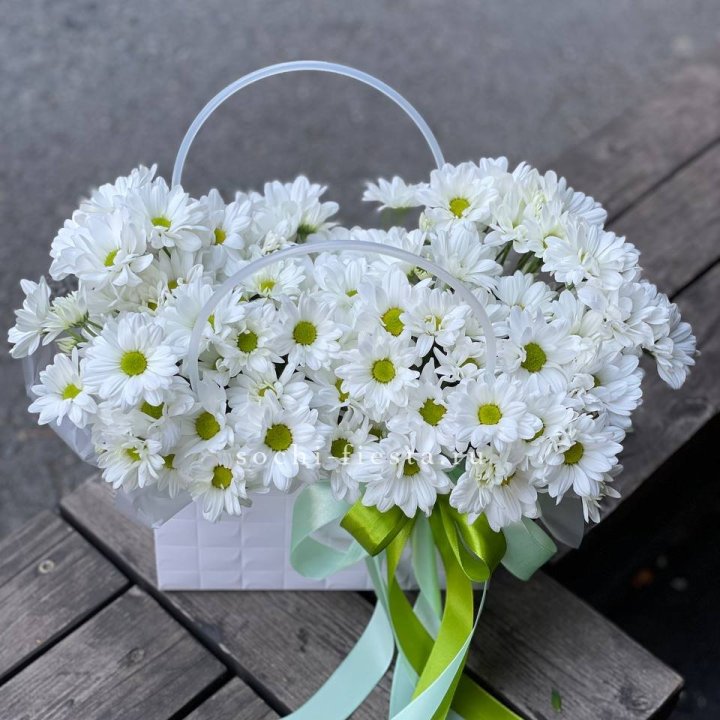 Сумка с хризантемами ромашками в Воронеже