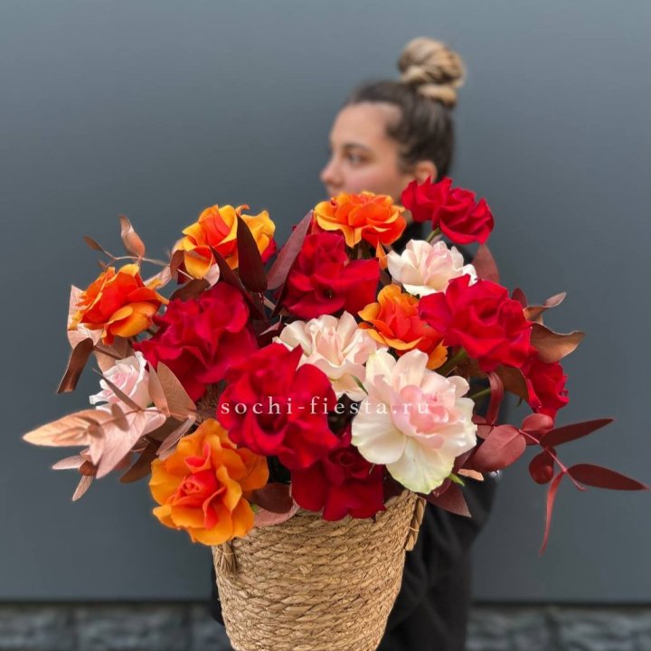 Авторский бокс "Роксана" в джутовом кашпо в Воронеже