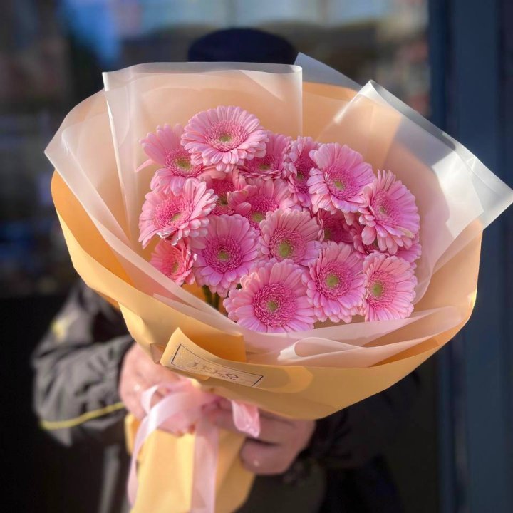 17 розовых гербер  в Воронеже