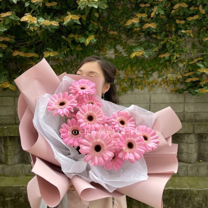 13 розовых гербер в Воронеже