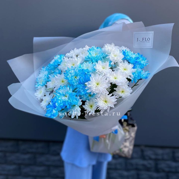 Букет хризантем "Голубая снежинка" в Воронеже