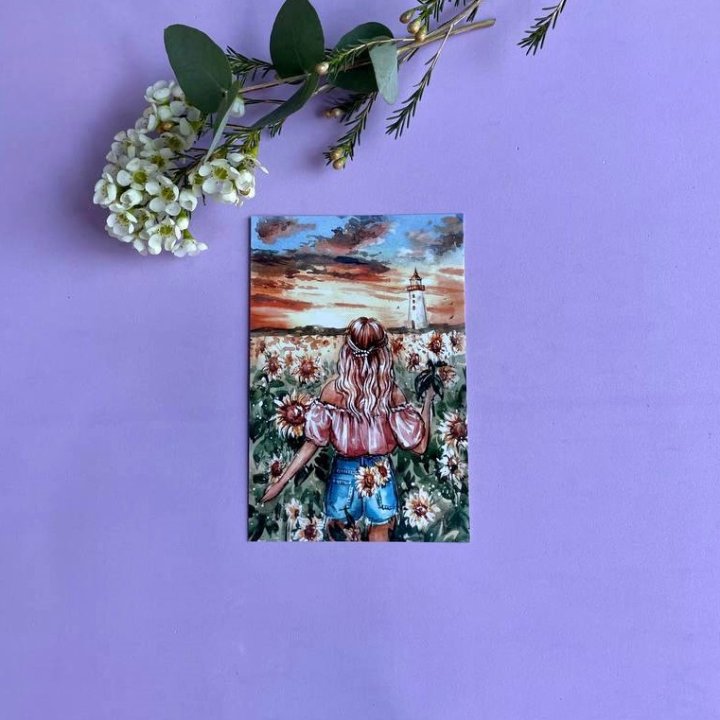 Открытка к букету "Подсолнух" в Воронеже