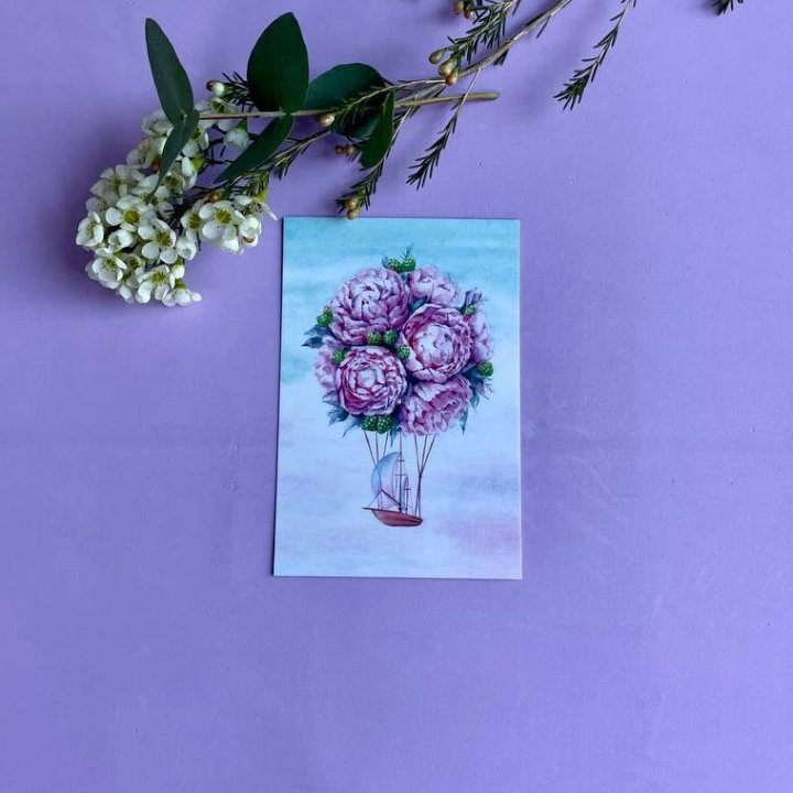 Открытка к букету "Пион" в Воронеже