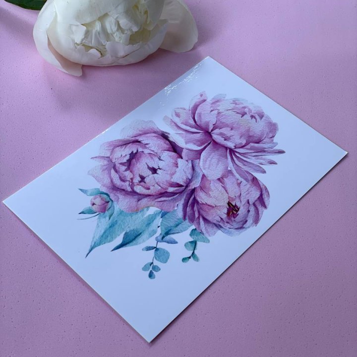 Открытка к букету "Пионы" в Воронеже