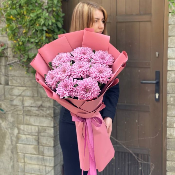 Букет хризантем розовый в Воронеже
