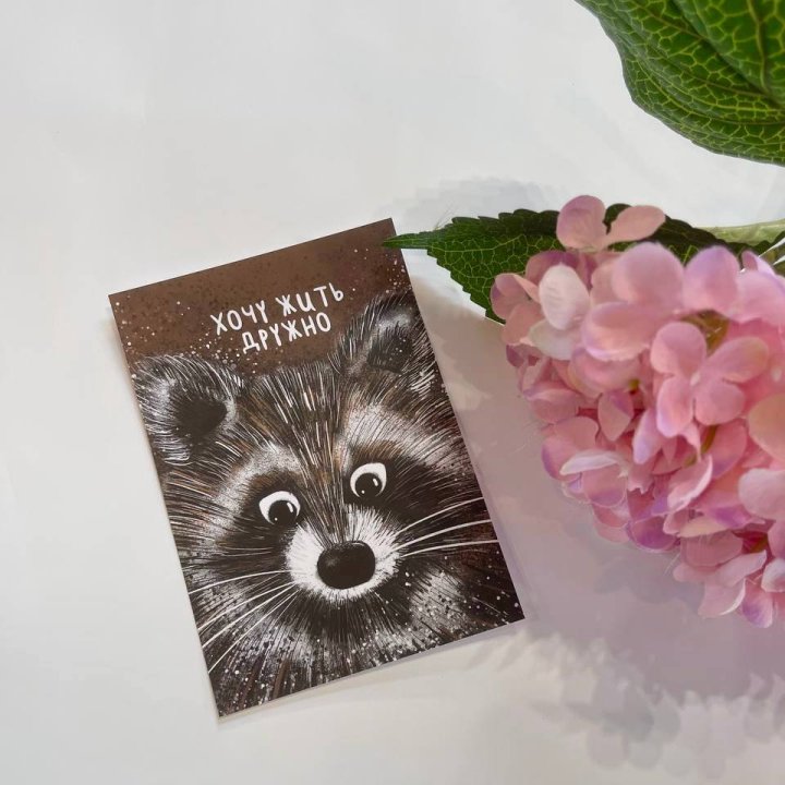 Открытка к букету "Енотик" в Воронеже