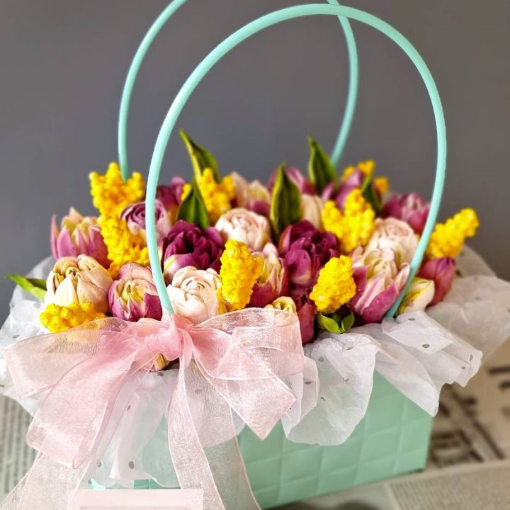 Тюльпаны в сумочке из зефира в Воронеже