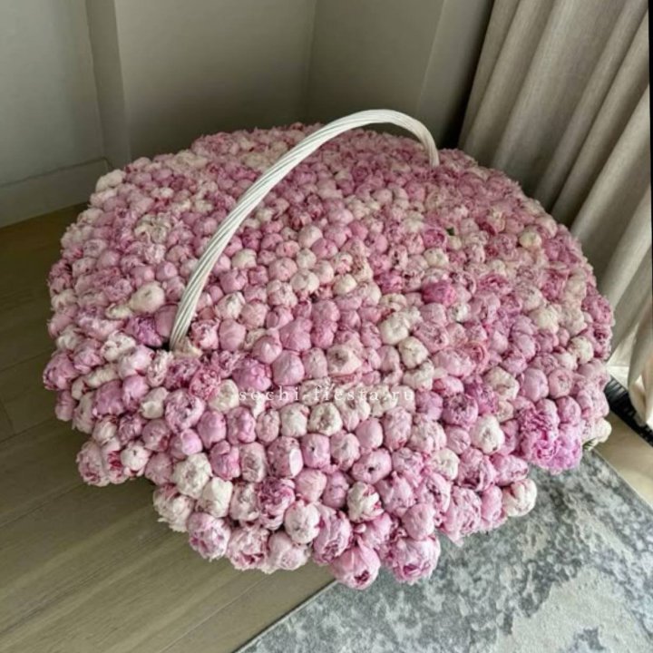 Корзина 555 пионов в Воронеже