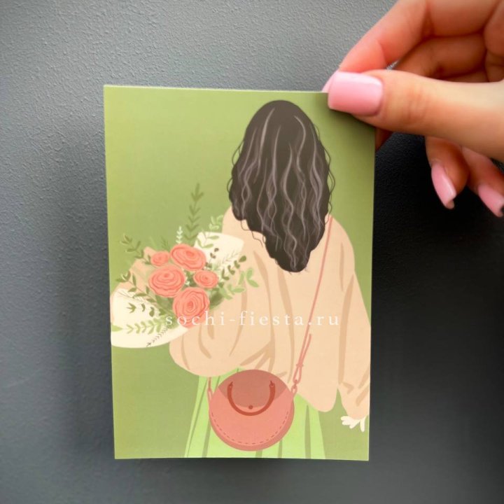 Открытка к букету "Потрясающая девушка" в Воронеже