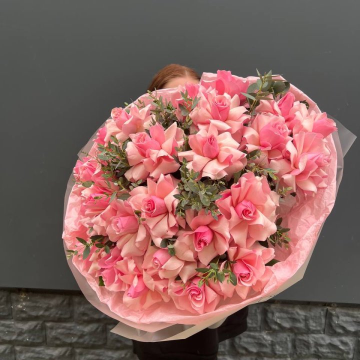 25 розовых французских роз в Воронеже