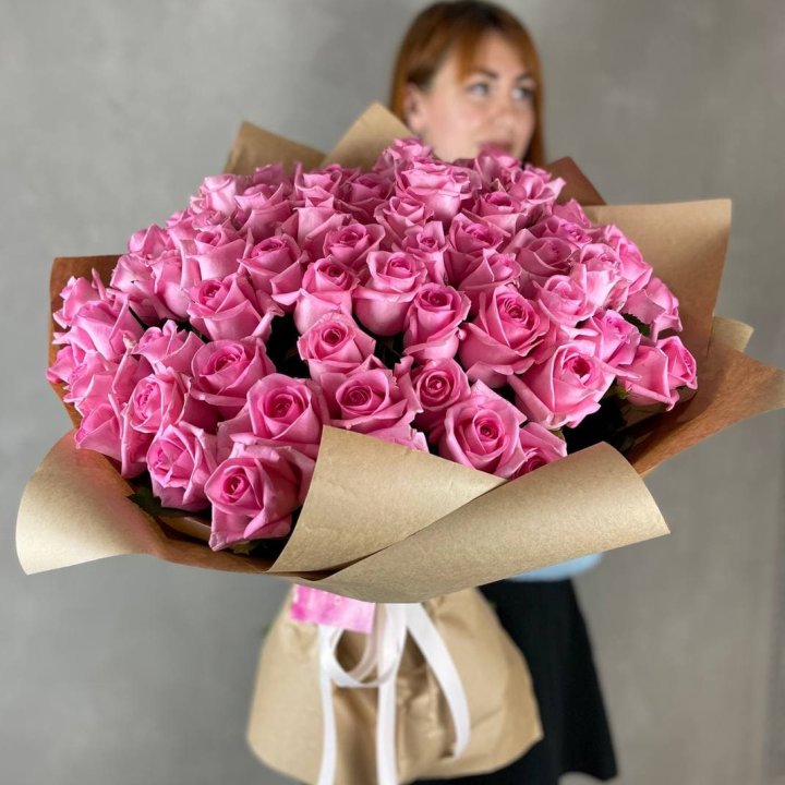 101 розовая роза в Воронеже
