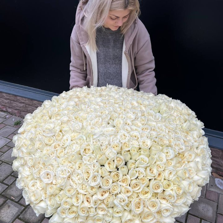 501 белая роза в корзине в Воронеже