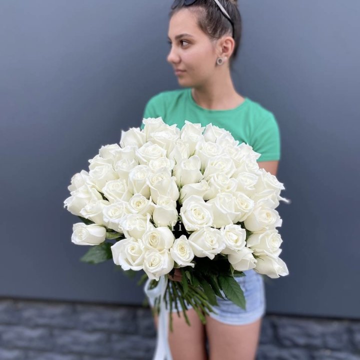 51 белая роза в Воронеже