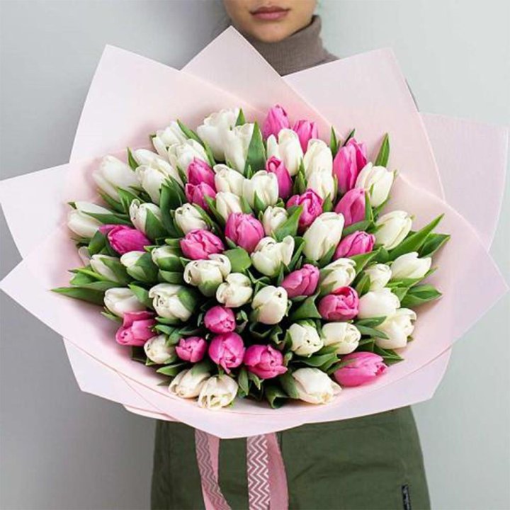 61 бело-розовый тюльпан в Воронеже