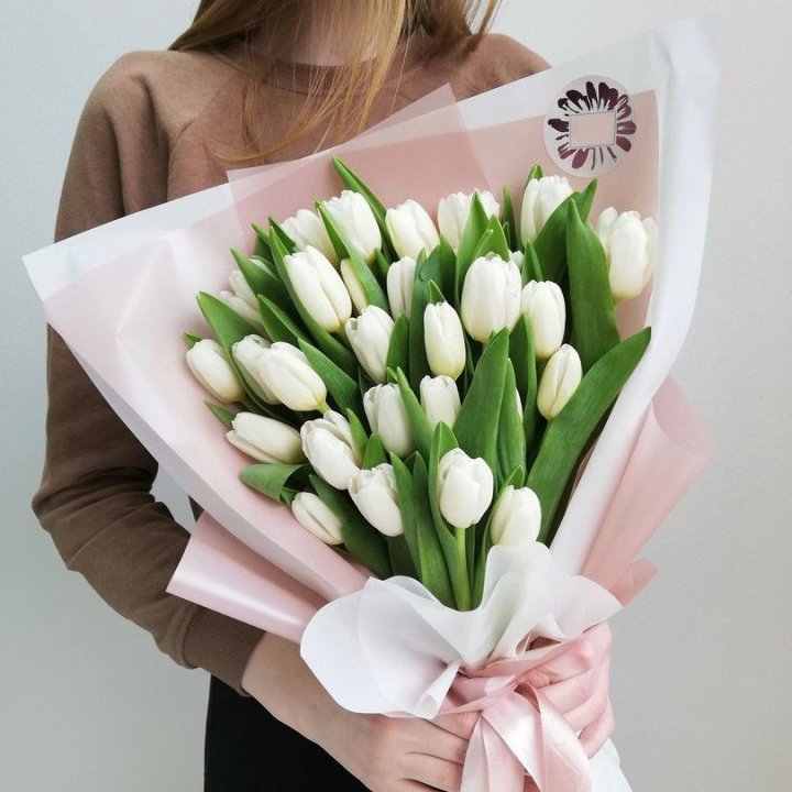 Букет белых тюльпанов "Моника" в Воронеже
