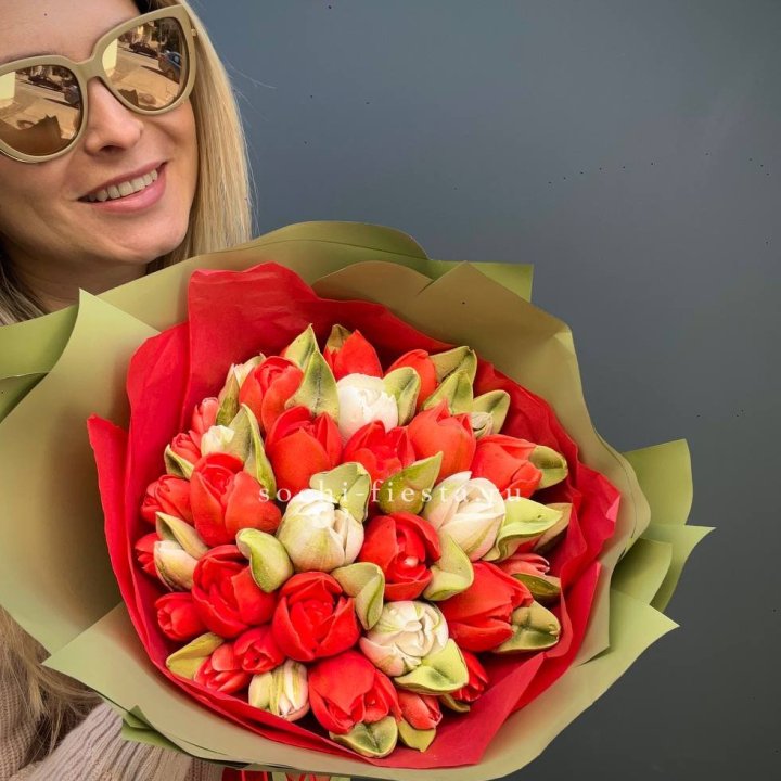 Зефирный букет из тюльпанов в Воронеже